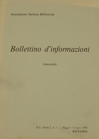					Visualizza V. 1 N. 3 (1961): Maggio-Giugno
				