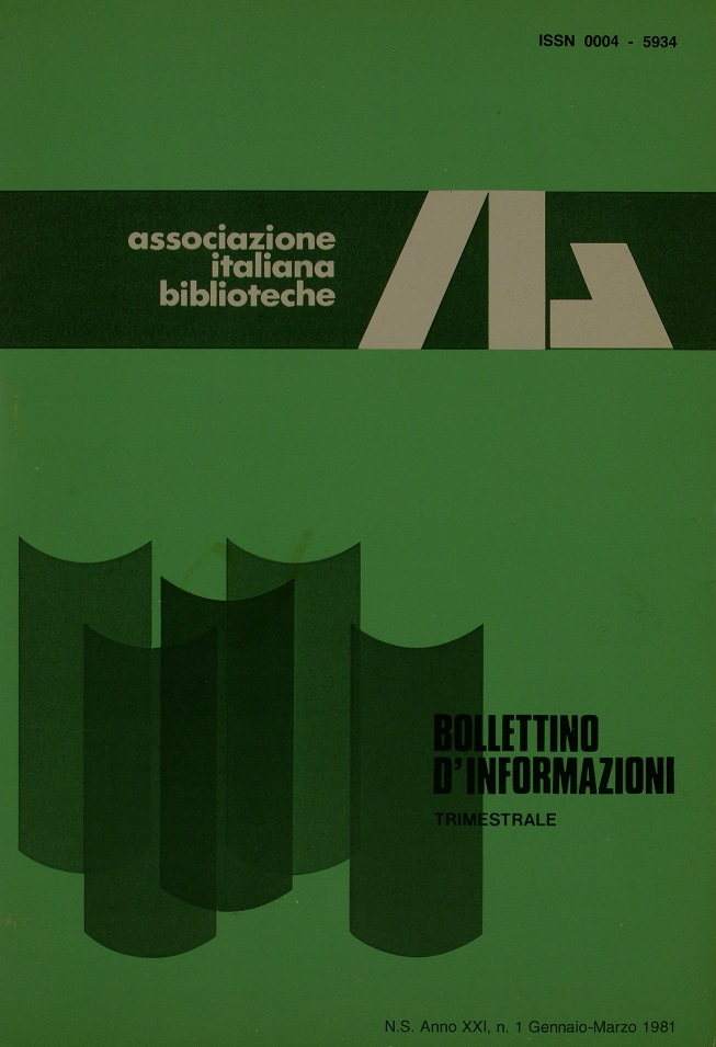 					Visualizza V. 21 N. 1 (1981): Gennaio-Marzo
				