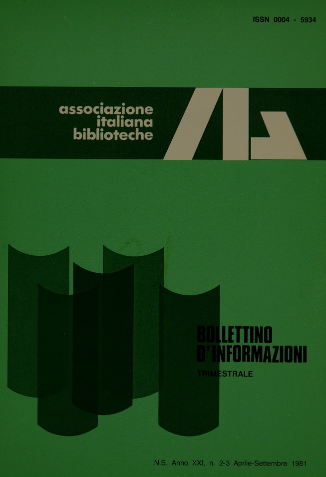 					Visualizza V. 21 N. 2-3 (1981): Aprile-Settembre
				