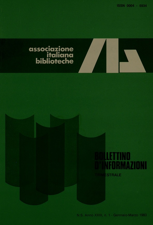 					Visualizza V. 23 N. 1 (1983): Gennaio-Marzo
				
