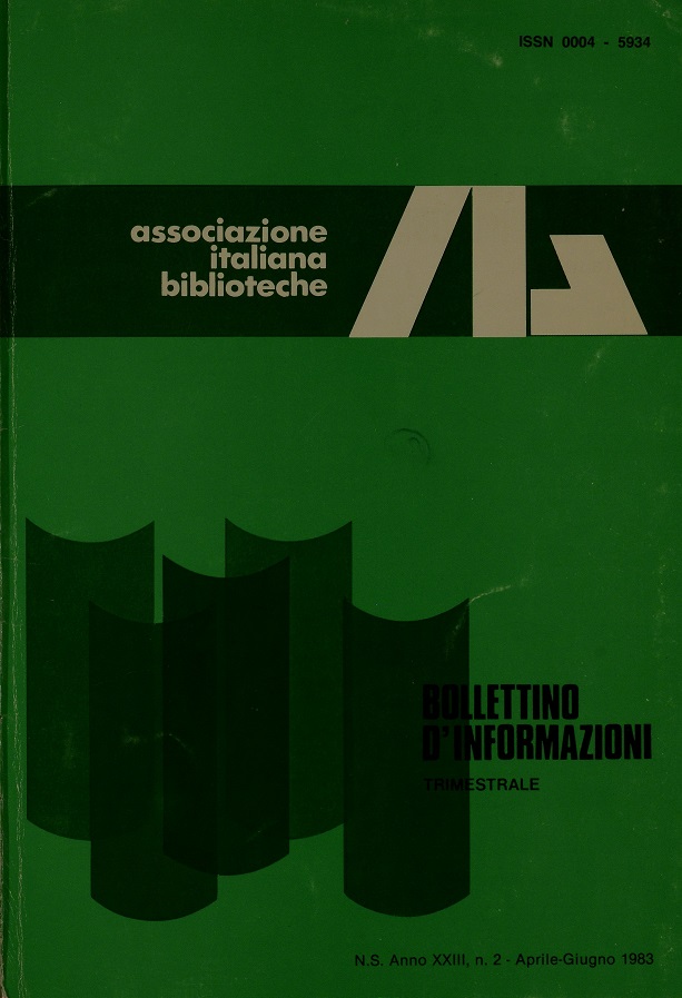 					Visualizza V. 23 N. 2 (1983): Aprile-Giugno
				