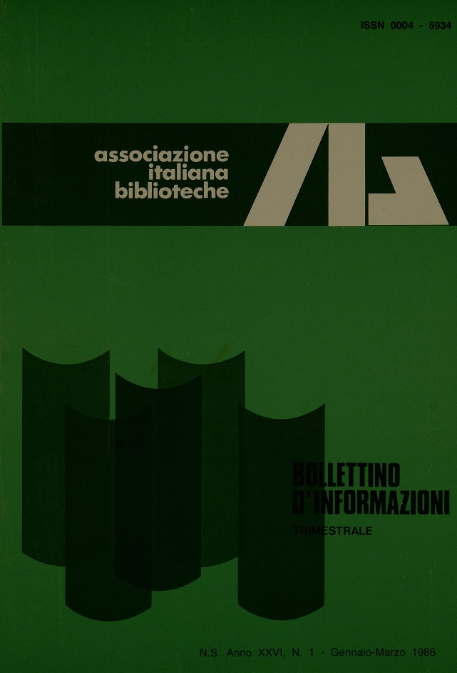 					Visualizza V. 26 N. 1 (1986): Gennaio-Marzo
				