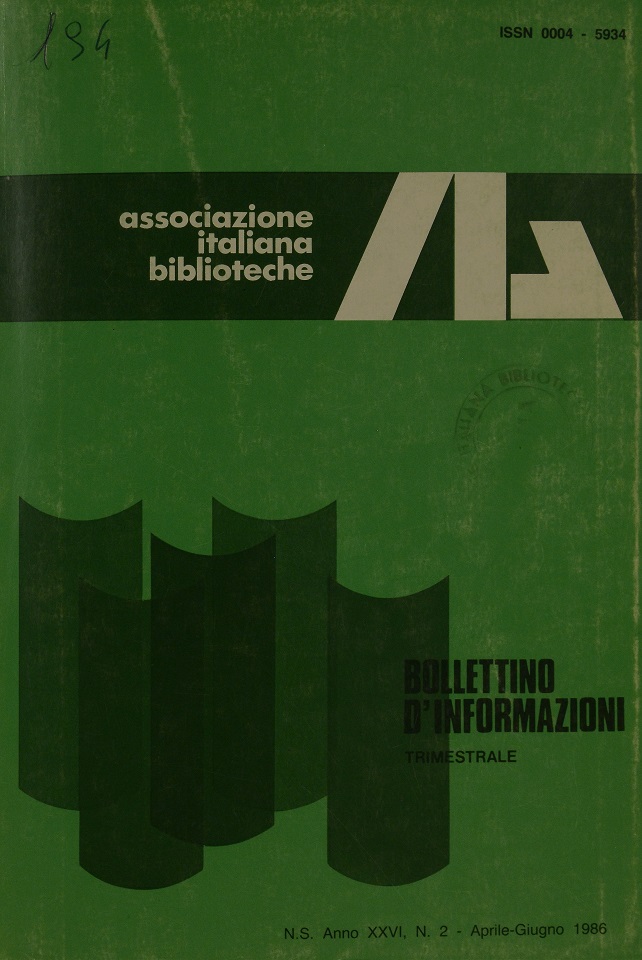 					Visualizza V. 26 N. 2 (1986): Aprile-Giugno
				
