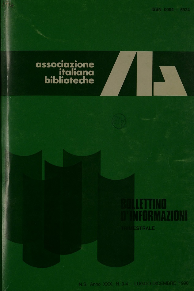 					Visualizza V. 30 N. 3-4 (1990): Luglio-Dicembre
				